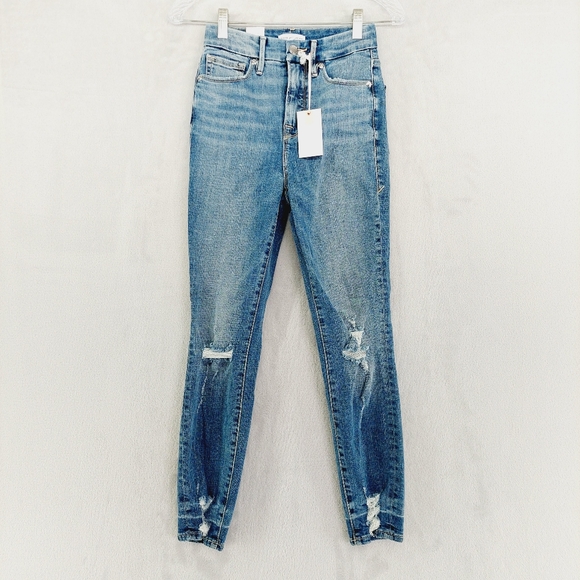 New Good American Good Waist Blue Crop Jeans P3095 - Picture 2 of 10